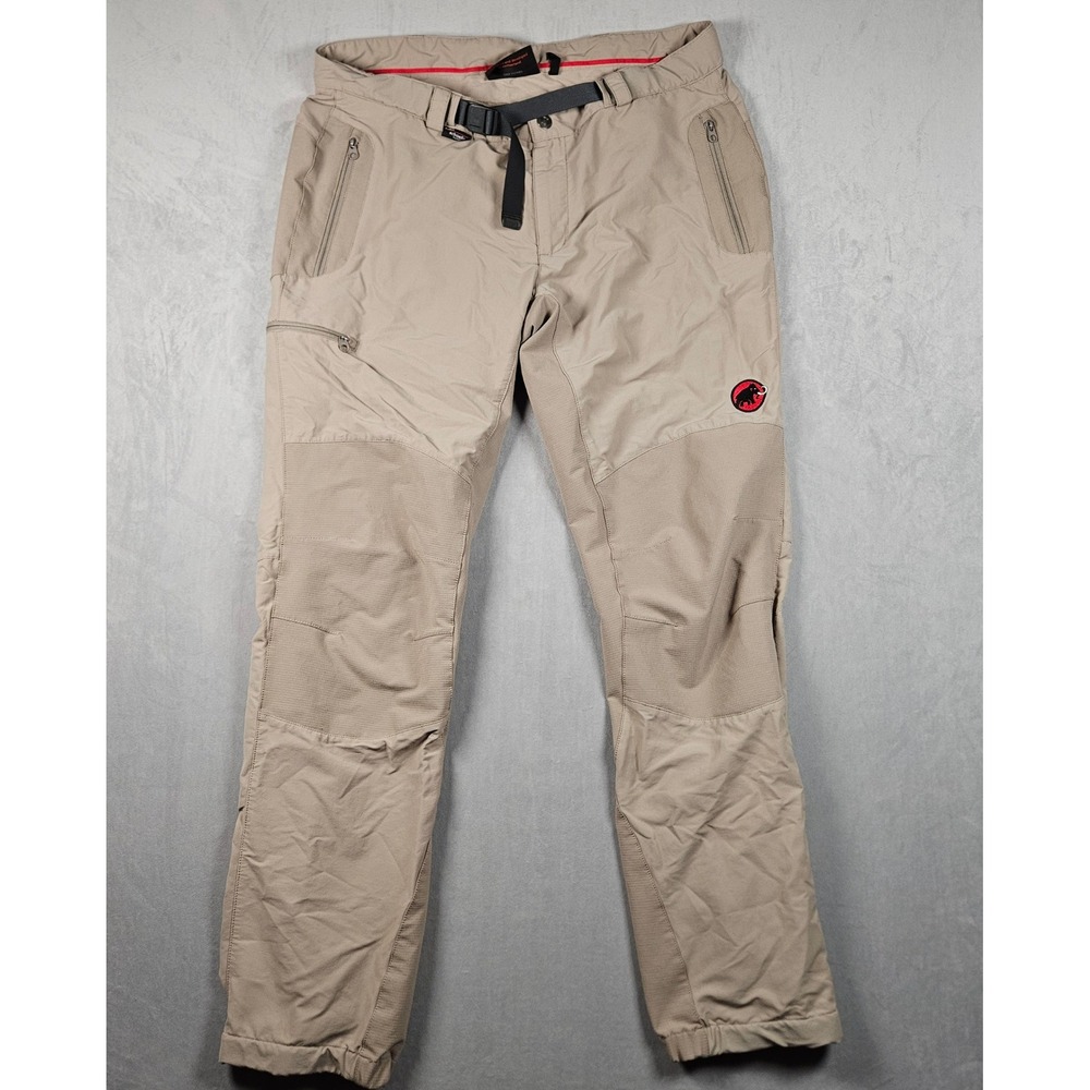 Mammut Hiking Pants Mens 38x34 Tan Schoeller Dryskin Technical Belted Outdoor